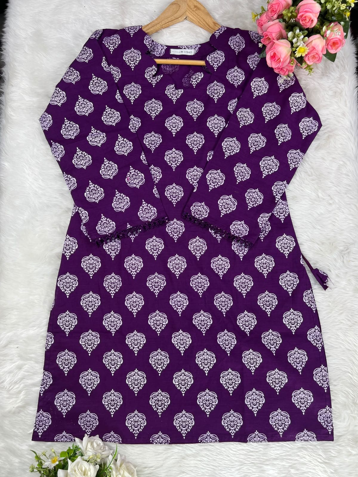 Premium Aarong Slab Cotton Floral Kurti